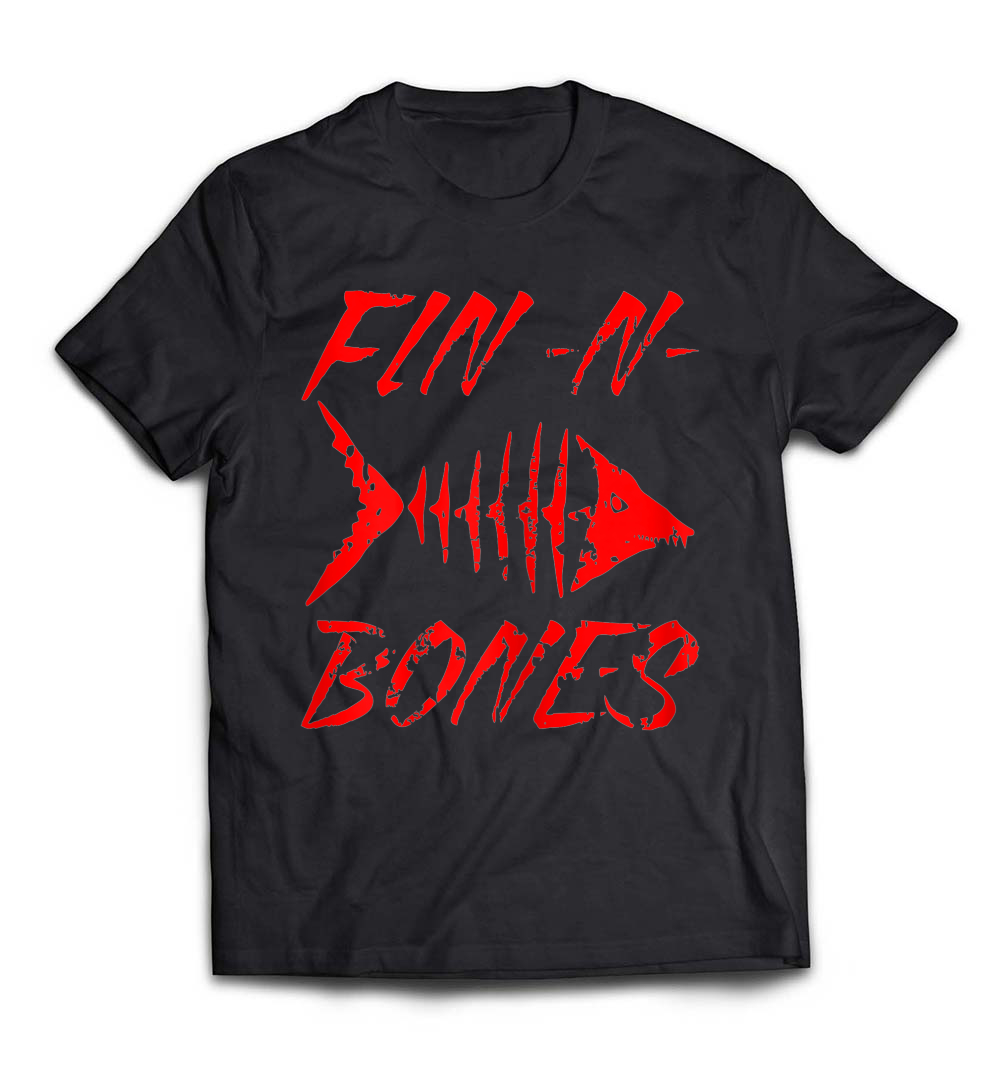 Fin N Bones Fishing T-Shirt – Unique Fish Skeleton Design for Dedicated Anglers